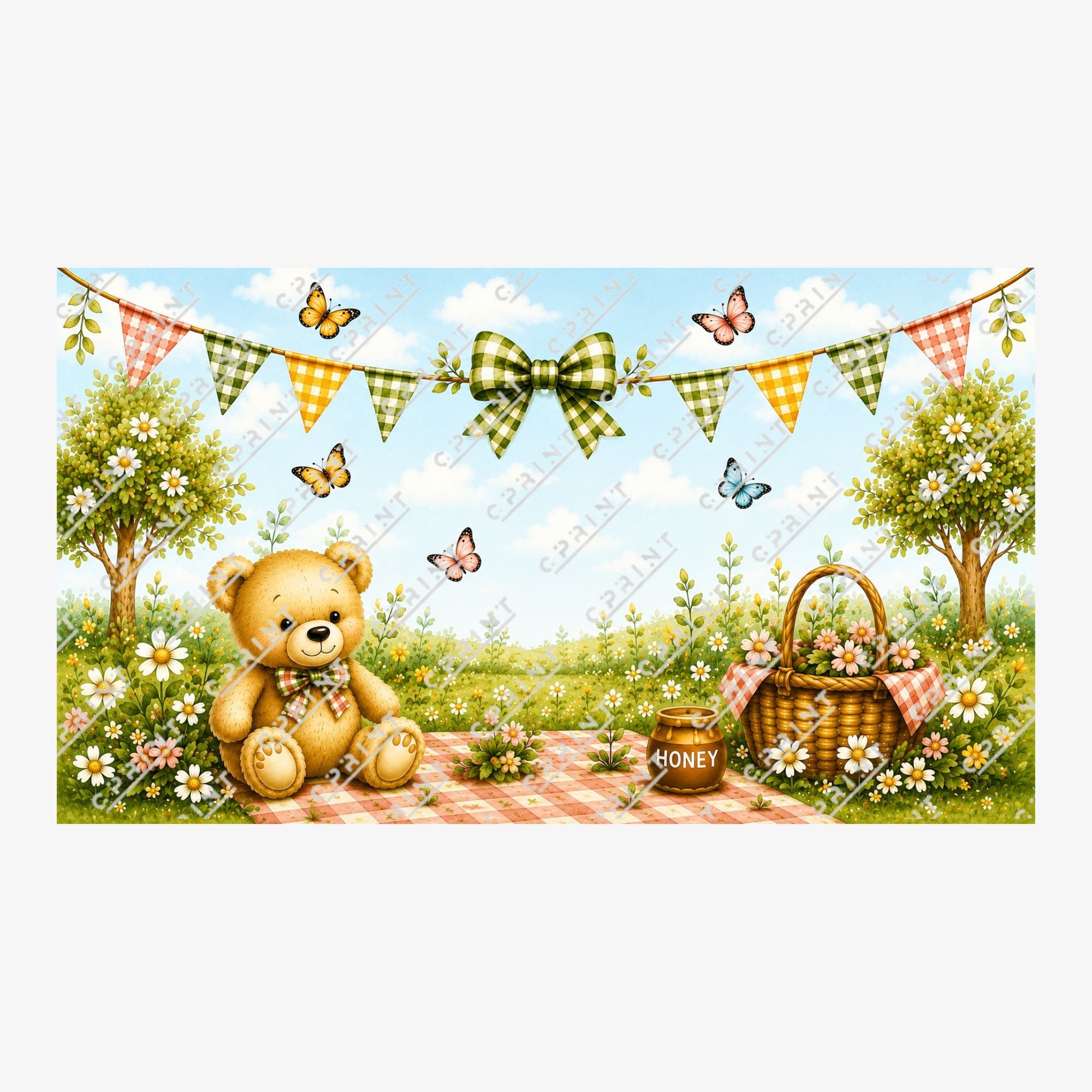 Teddy Bear Picnic Horizontal Backdrop