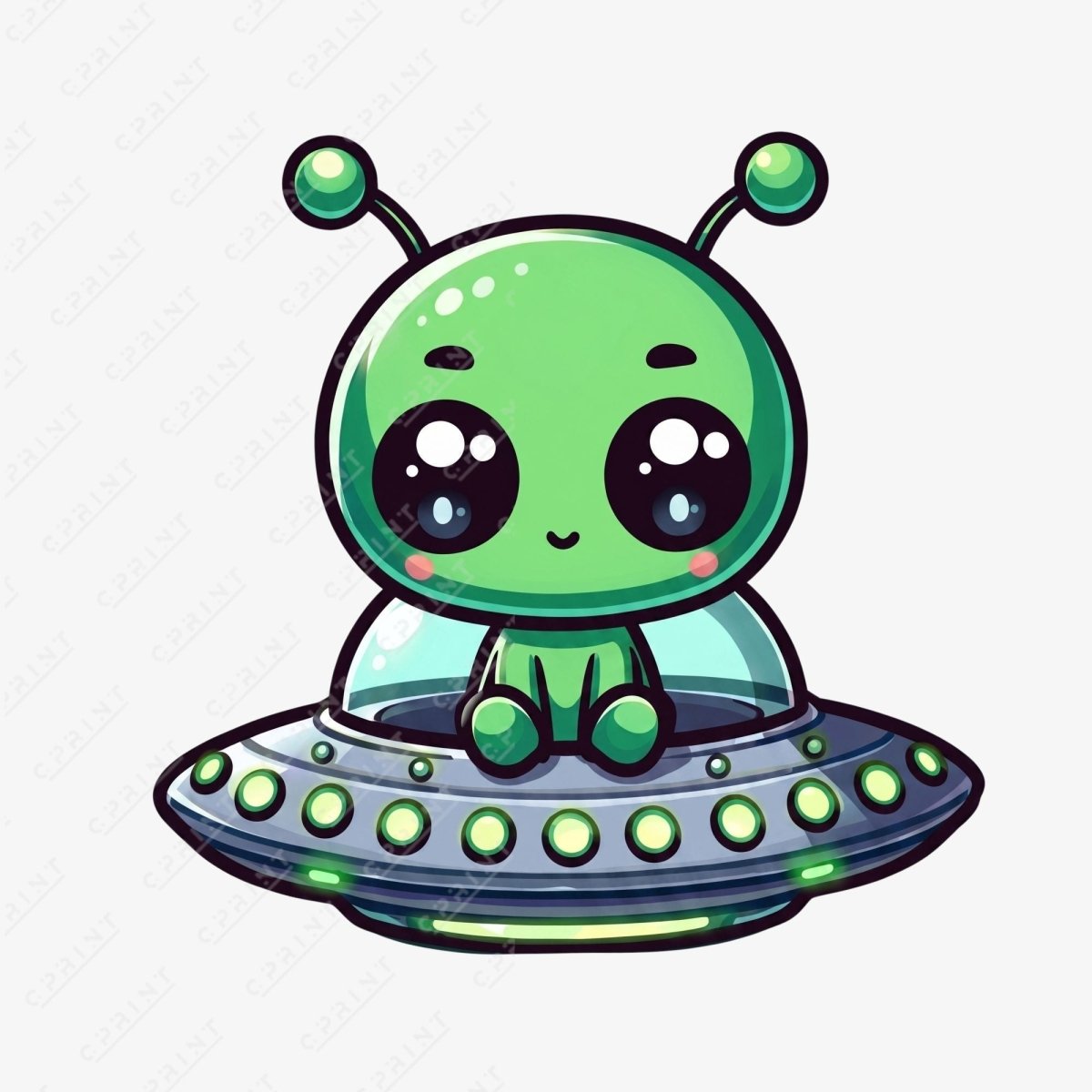 Cute Baby Alien in UFO Cardboard Cutout – Space Birthday Party Standee - FestiUSA