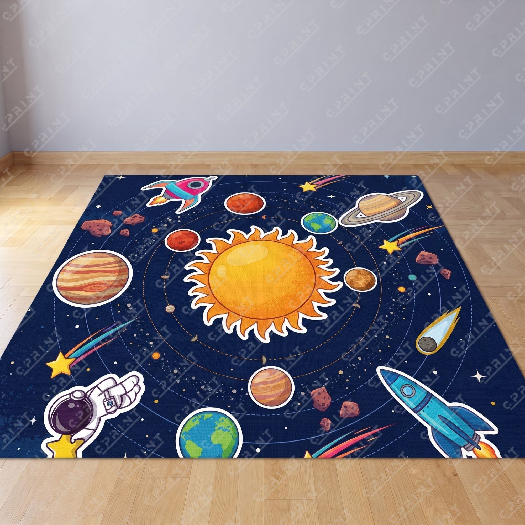 Space Adventure Printed Party Floor Decals for Event