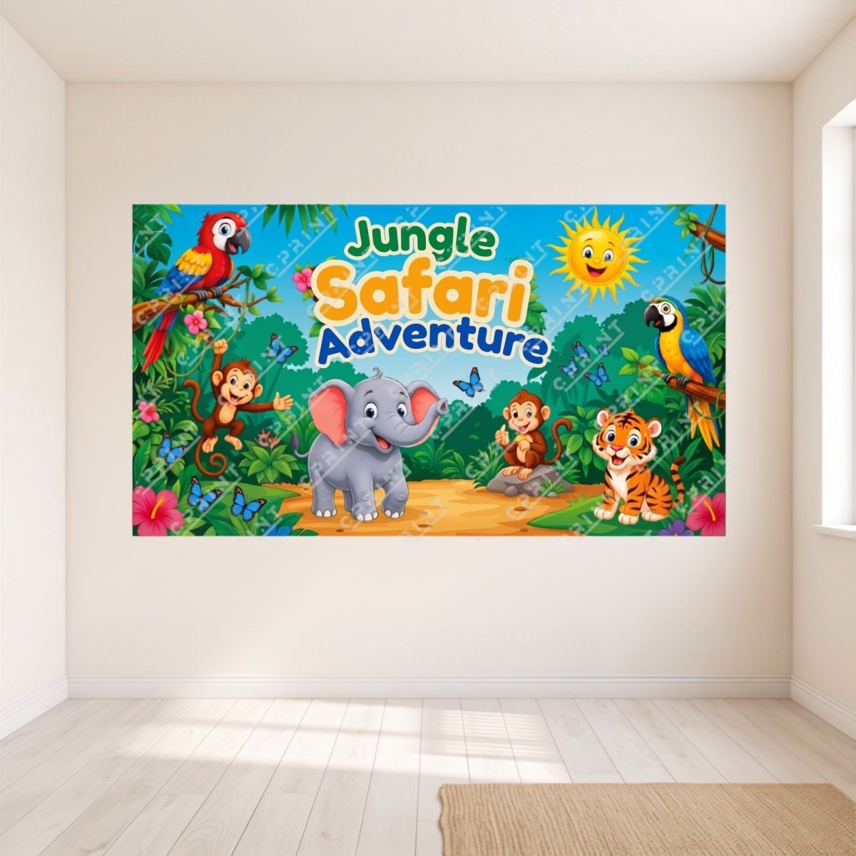 Safari Adventure Birthday Party Horizontal Backdrop - FestiUSA