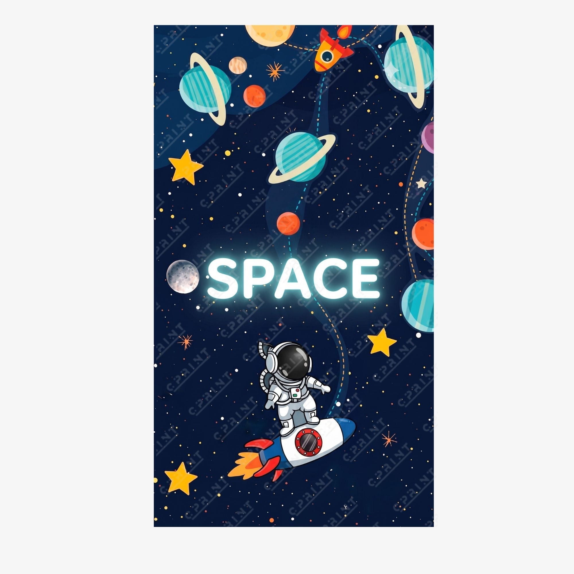 Space Adventure Birthday Party Backdrop