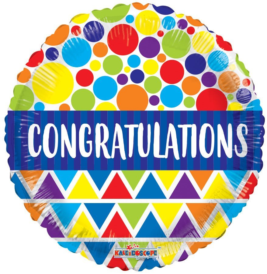 18" Congratulations Dots & Triangles - (Flat). 15841-18 - FestiUSA