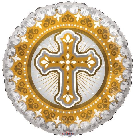 18" Cross Gold Foil Balloon - (Single Pack). 16087-18 - FestiUSA