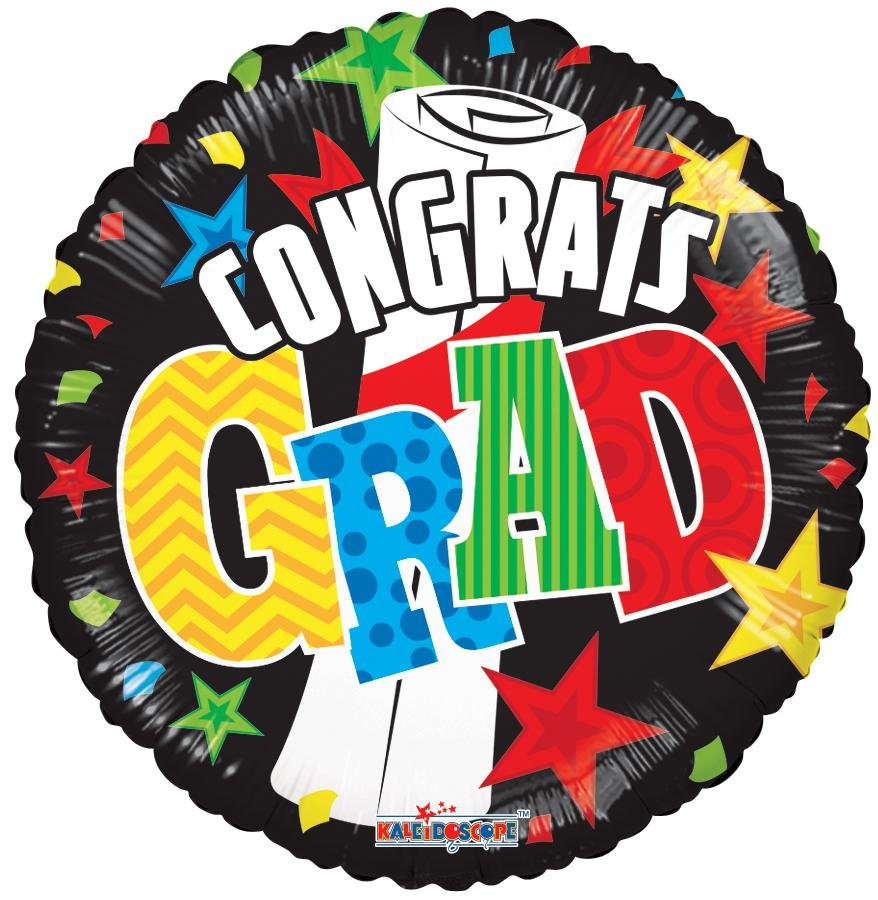 18" Grad Banner & Stars Foil Balloon - (Single Pack). 85340-18 - FestiUSA