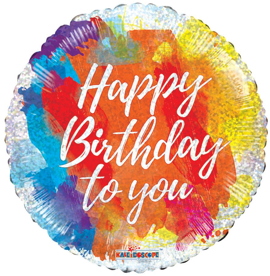 18″ Happy Birthday Brushes Holographic - (Single Pack). 15494-18 - FestiUSA