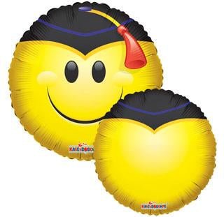 18" Smiley with Grad Cap Balloon - (Single Pack). 85140-18 - FestiUSA