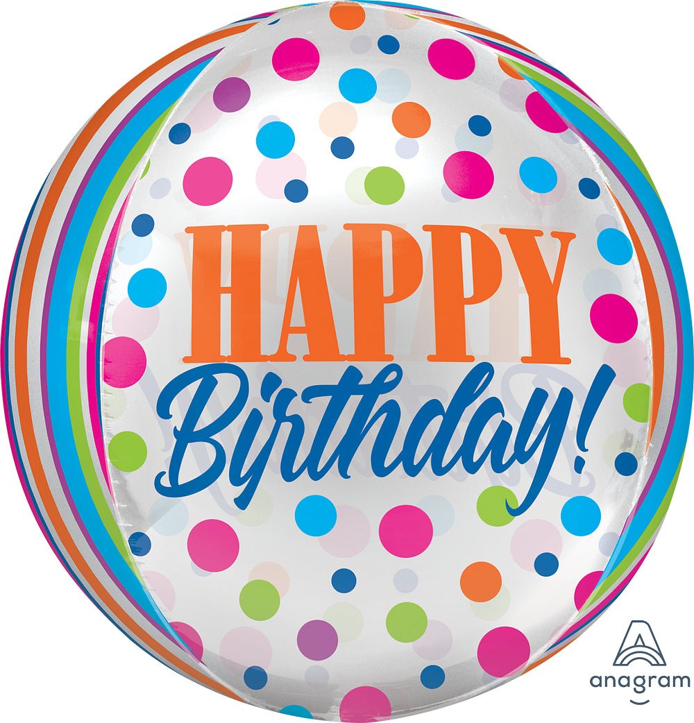 Birthday Bright Dots Orbz 15" - (Single Pack). 4181301 - FestiUSA