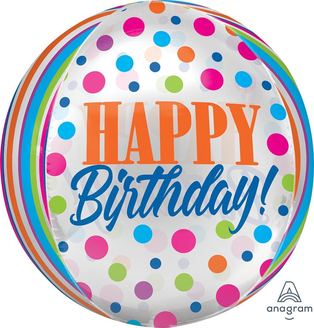 Birthday Bright Dots Orbz 15" - (Single Pack). 4181301 - FestiUSA