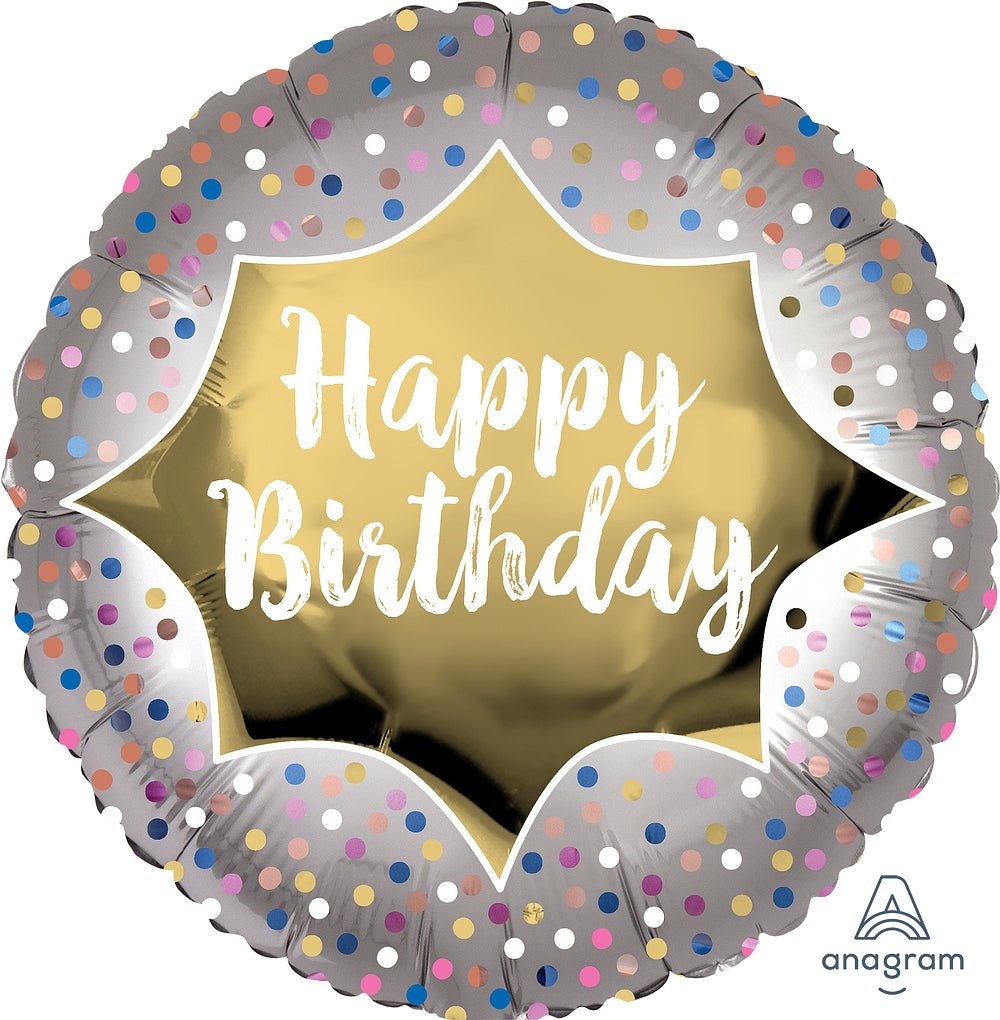 Birthday Satin Gold Burst 18" - (Single Pack). 3906401 - FestiUSA