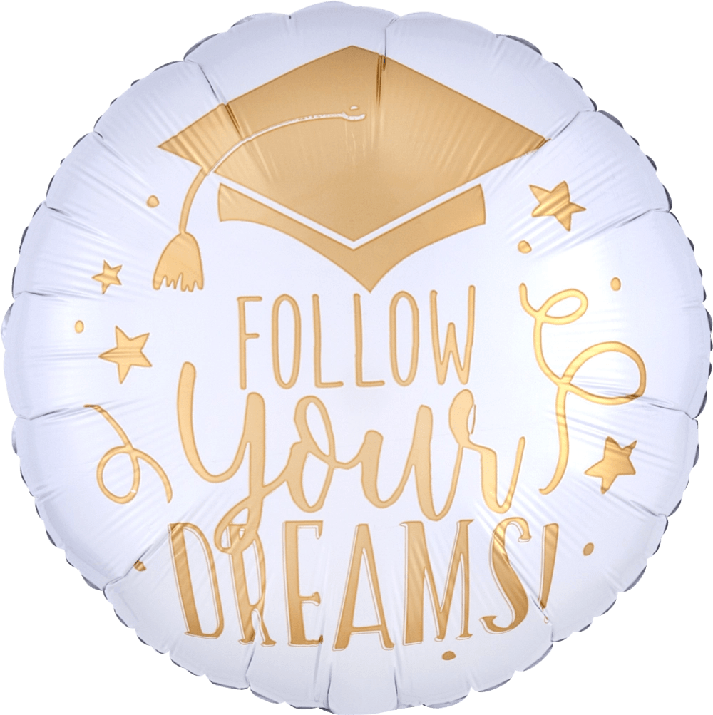 Follow Your Dreams White & Gold 17" - (Single Pack). 3764101 - FestiUSA