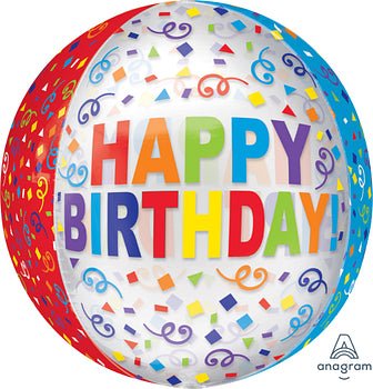 Happy Birthday Colorful Streamers Orbz 15" - (Single Pack). 4141301 - FestiUSA