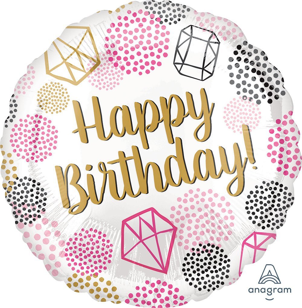 Happy Birthday Gems Standard 17" - (Single Pack). 3962601 - FestiUSA