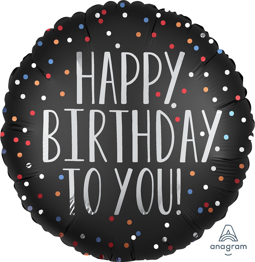 Happy Birthday To You Satin Dots 18" - (Single Pack). 3906201 - FestiUSA