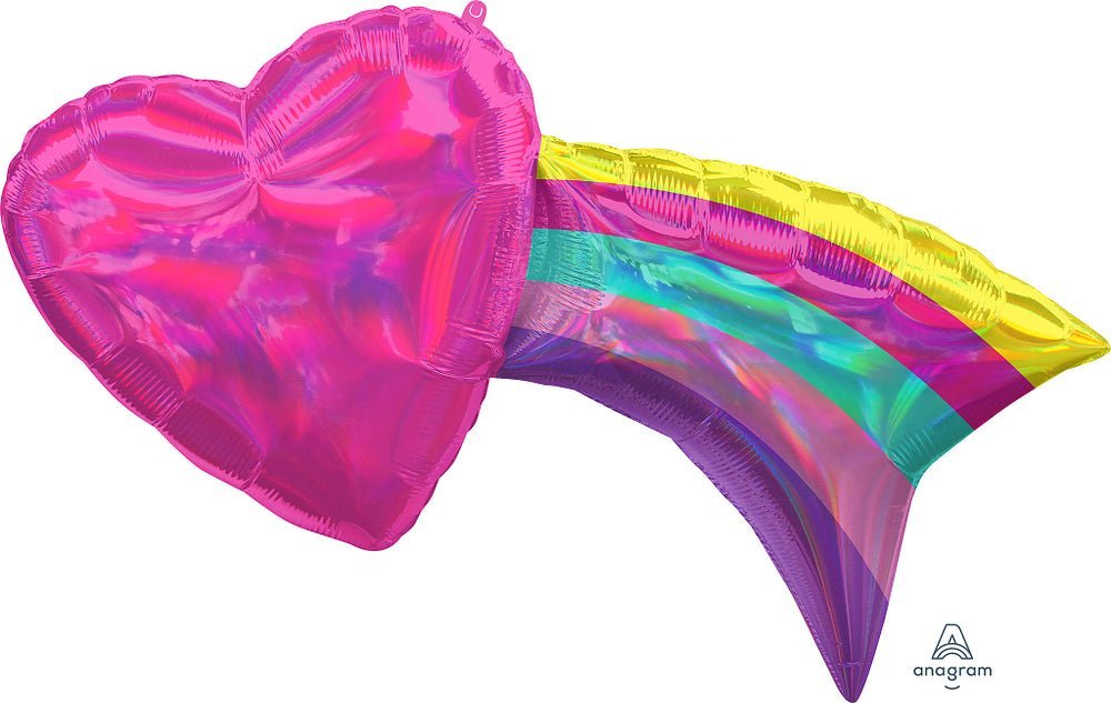 Iridescent Rainbow with Heart 33" x 18" - (Single Pack). 4124601 - FestiUSA