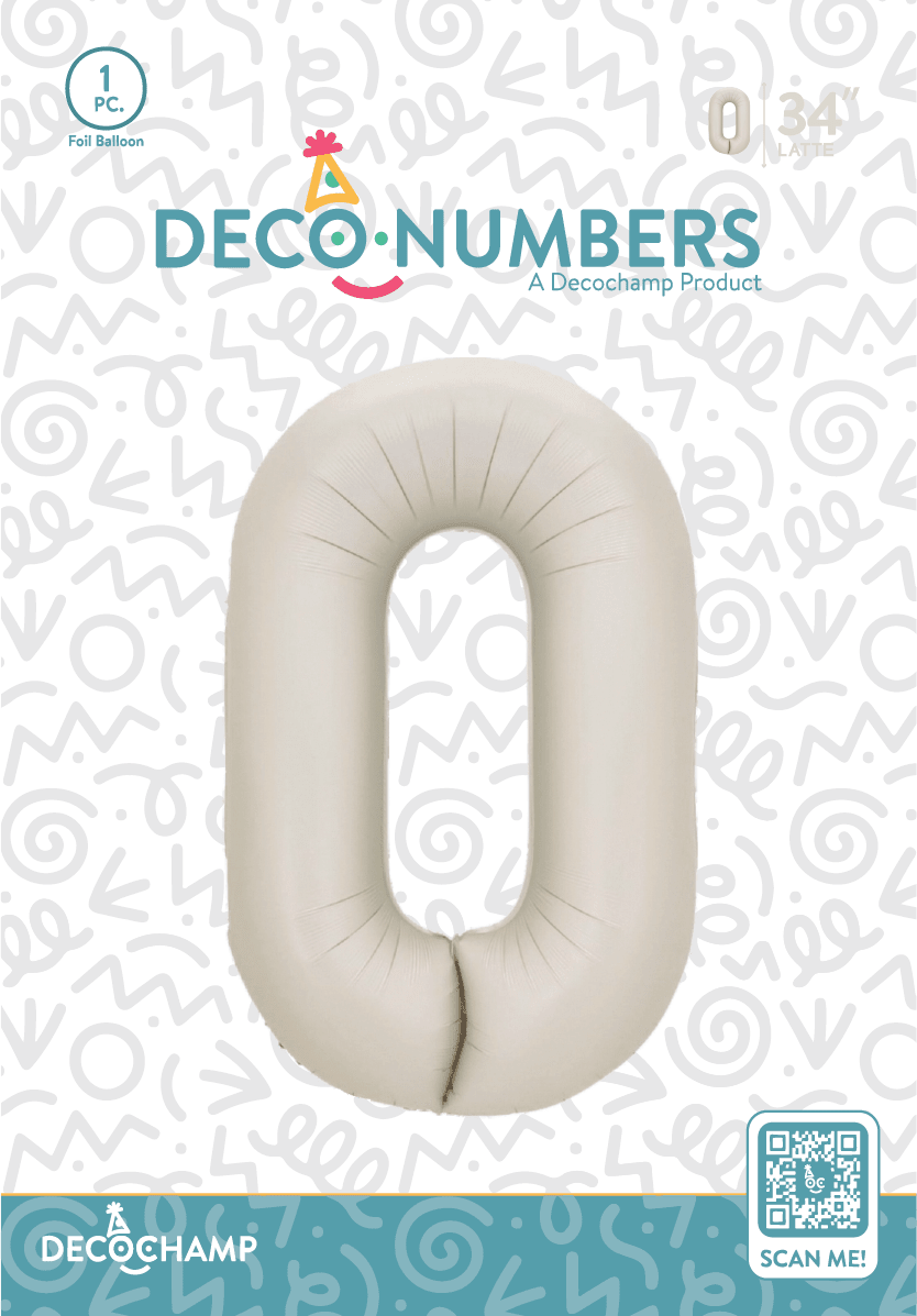 Number 0 Latte Foil Balloon 34" (Single Pack) DECONUMBER - FestiUSA