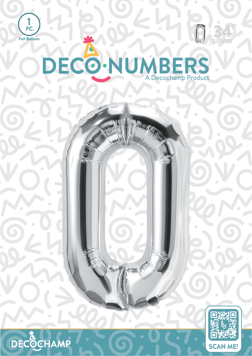 Number 0 Silver Foil Balloon 34" (Single Pack) DECONUMBER - FestiUSA