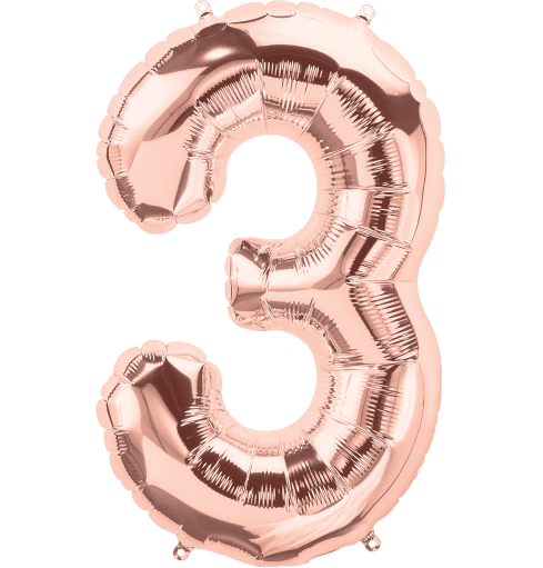 Number 3 Rose Gold Foil Balloon 14" in each. (Flat) 15683-14 - FestiUSA