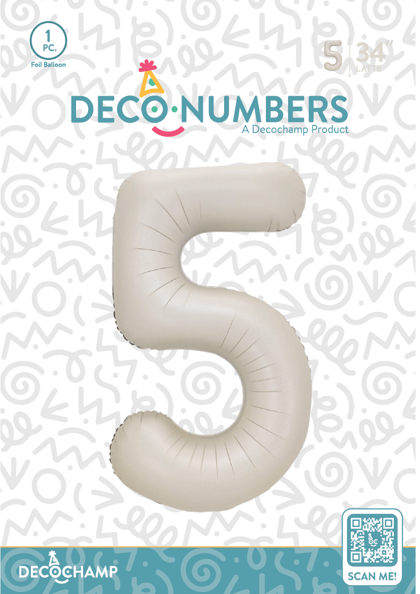 Number 5 Latte Foil Balloon 34" (Single Pack) DECONUMBER - FestiUSA