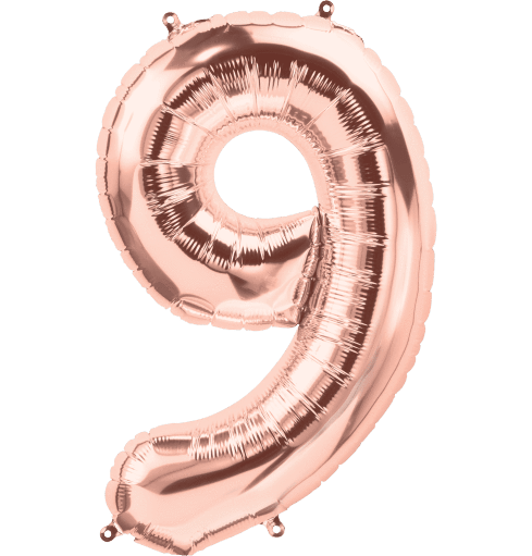 Number 9 Rose Gold Foil Balloon 14" in each. (Flat) 15689-14 - FestiUSA