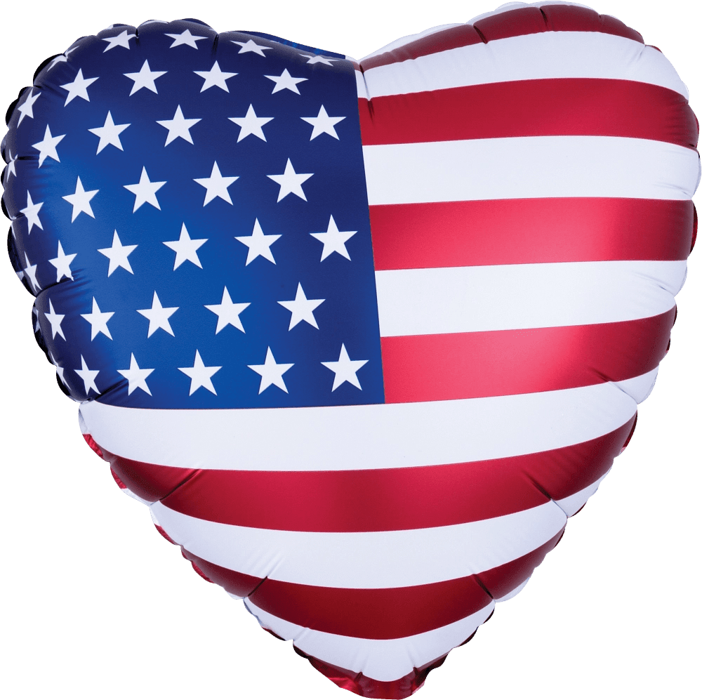Satin Infused Heart Flag 18" - (Single Pack). 3933101 - FestiUSA