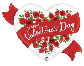Satin Red Roses Valentine 29" - (Single Pack). 25072 - FestiUSA