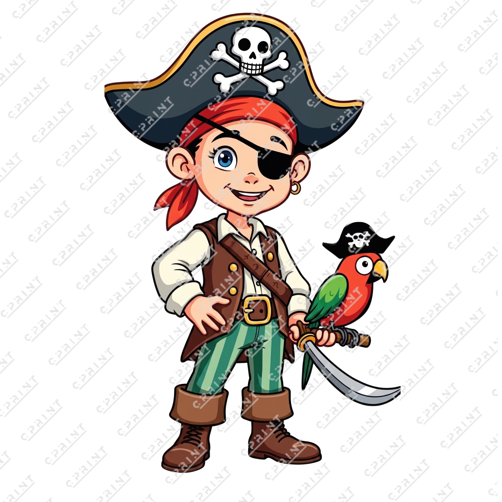 Pirate Boy with Parrot & Sword Cutout Decoration