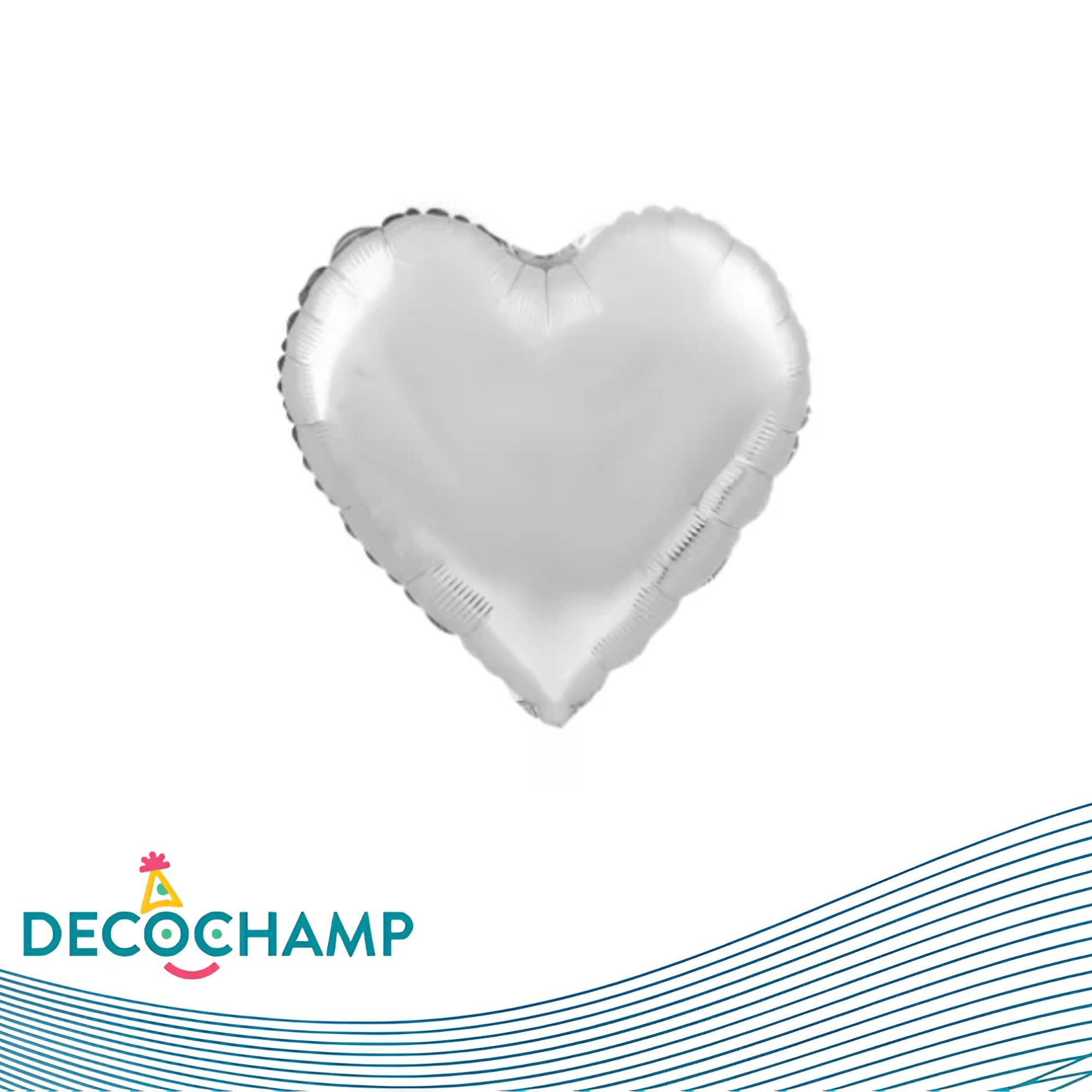 Deco Heart 9" Silver (5 per package)
