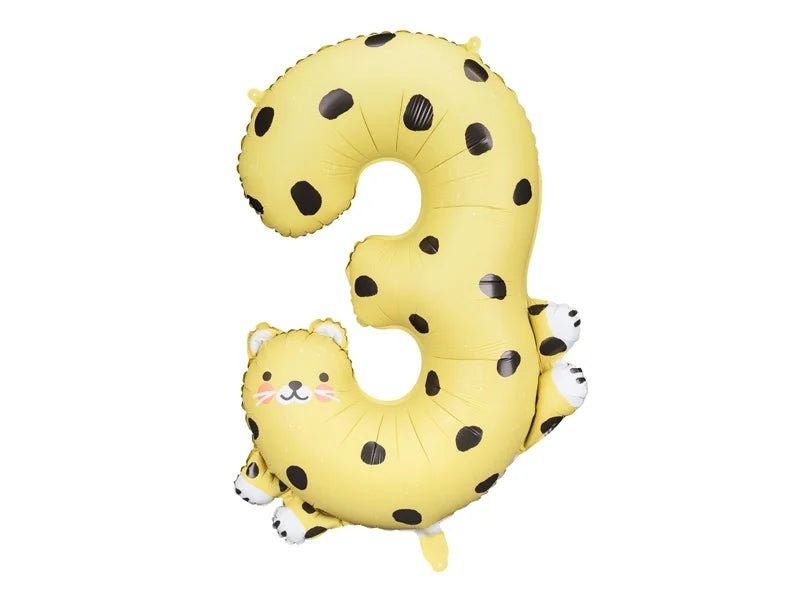 Animal Number "3" Foil Balloons PARTY DECO 35" CHEETAH - FestiUSA