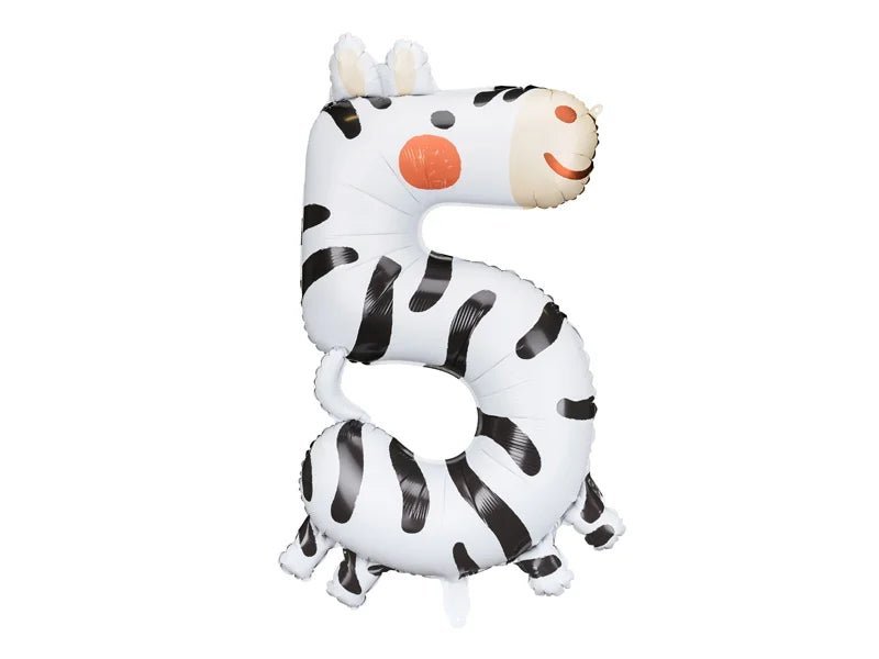 Animal Number "5" Foil Balloons PARTY DECO 35" ZEBRA - FestiUSA