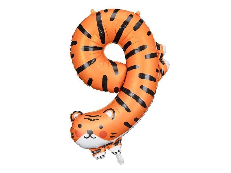 Animal Number "9" Foil Balloons PARTY DECO 35" TIGER - FestiUSA