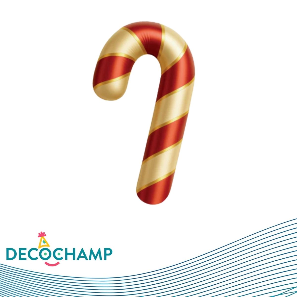 Deco Luxe Stripe Candy Cane Red & Gold 34" (1-piece package) - FestiUSA