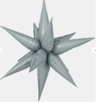 Decochamp Starburst Grey 3D Foil Balloon - 26" in. - FestiUSA
