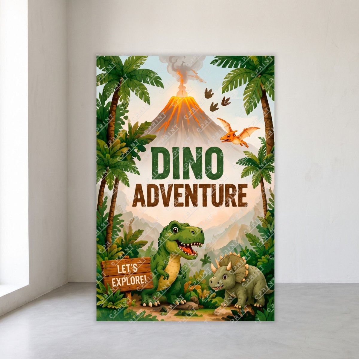 Dino Adventure Dinosaur Birthday Party Backdrop - FestiUSA