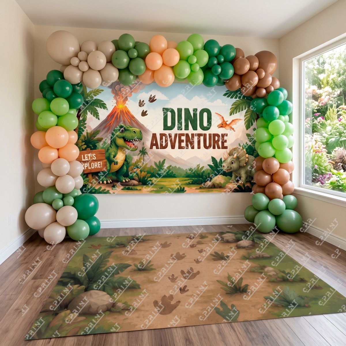 Dino Adventure Printed Party Floor Decals for Dinosaur Birthday - FestiUSA