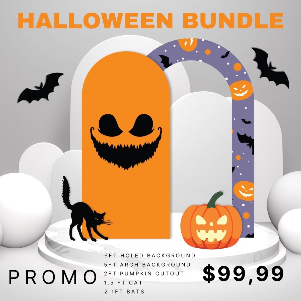 Halloween Orange Backdrop - FestiUSA