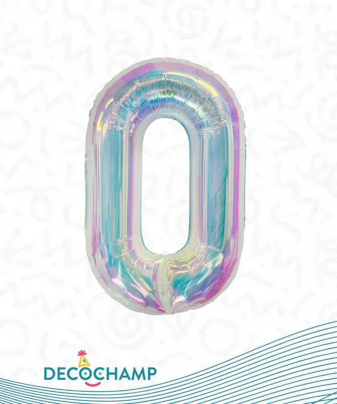 Number 0 Iridescent Foil Balloon 34" (Single Pack) DECONUMBER - FestiUSA