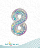 Number 8 Iridescent Foil Balloon 34" (Single Pack) DECONUMBER - FestiUSA