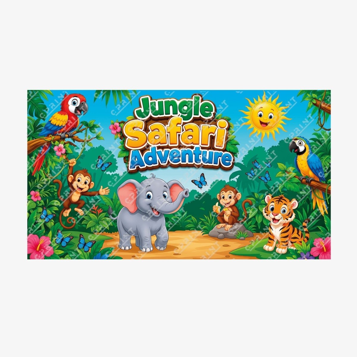 Safari Adventure Birthday Party Horizontal Backdrop - FestiUSA