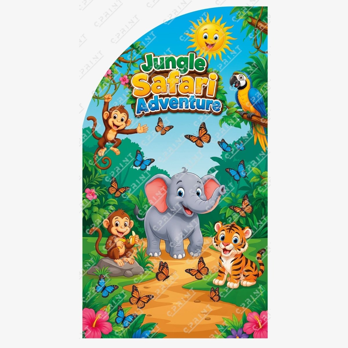 Safari Adventure Left Offset Arch Backdrop - FestiUSA
