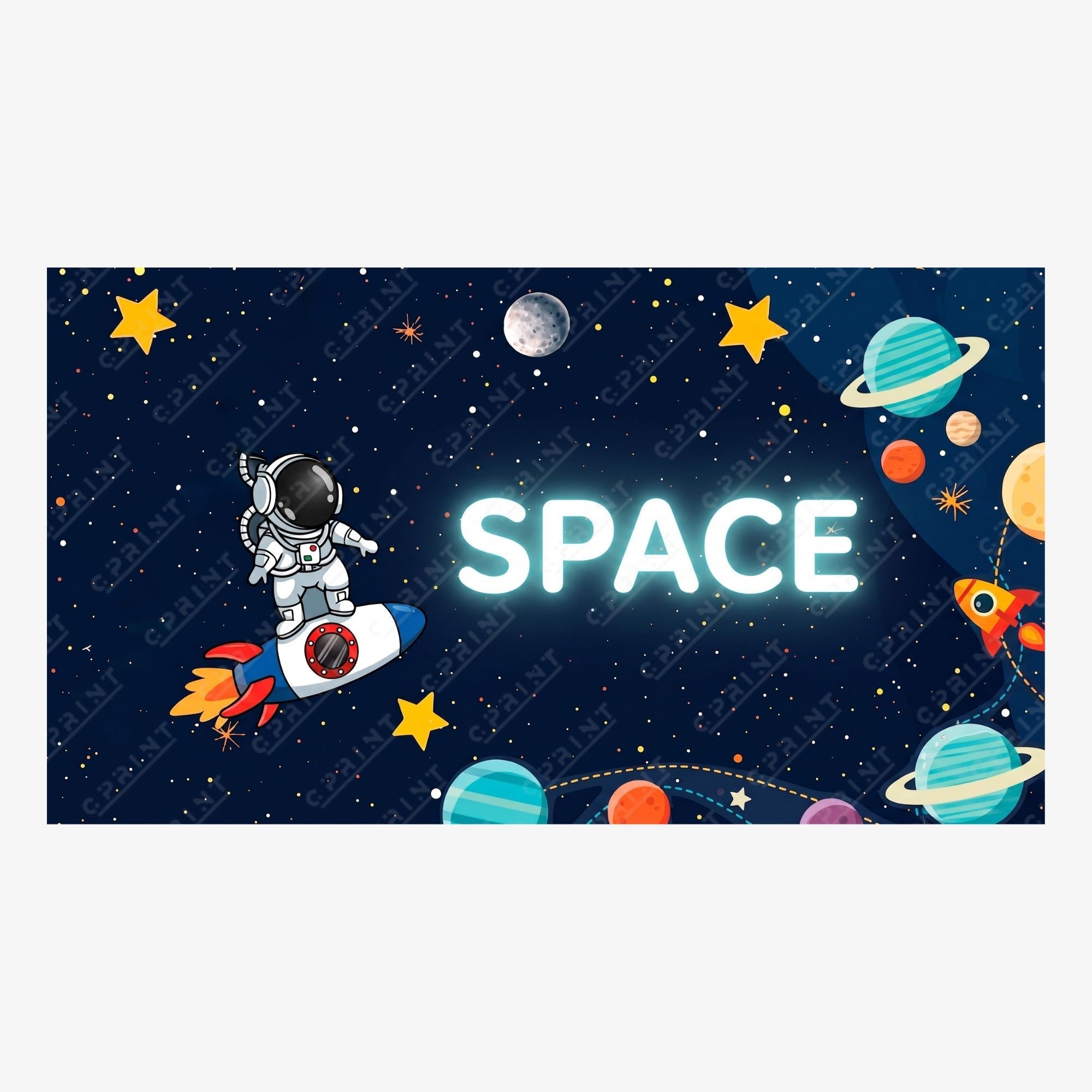 Space Adventure  Birthday Party Horizontal Backdrop
