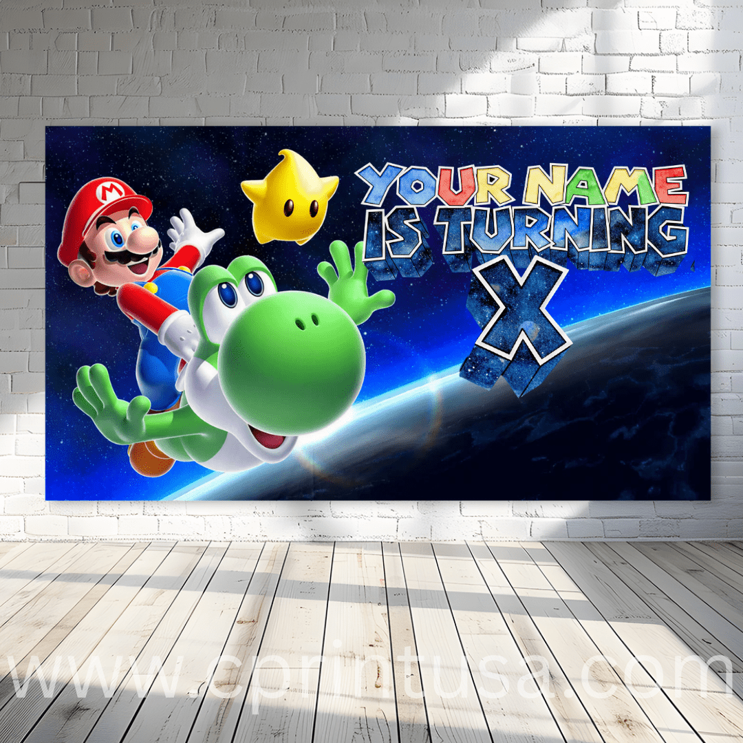 Super Mario Galaxy Custom Name Backdrop - FestiUSA