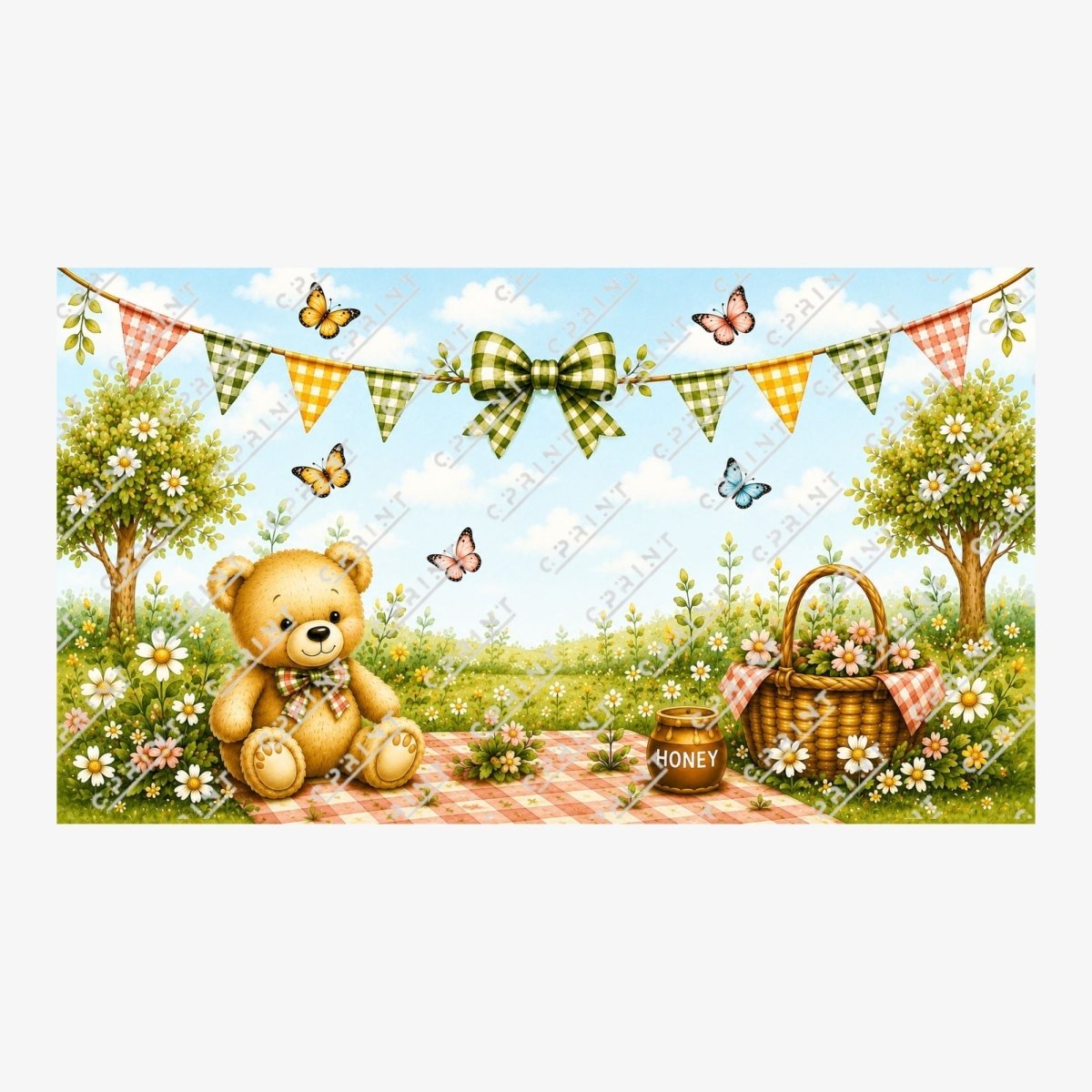 Teddy Bear Picnic Horizontal Backdrop - FestiUSA