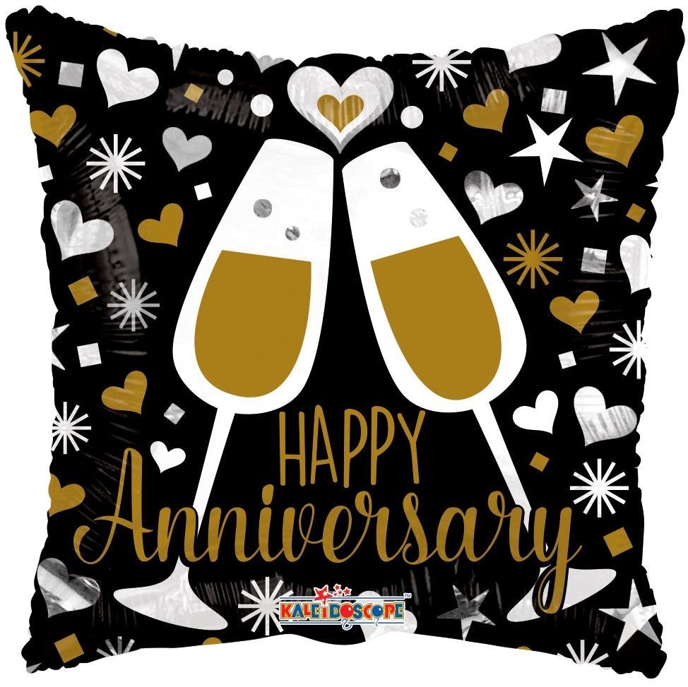 18" Anniversary Glasses Foil Balloon - (Single Pack). 15869-18 - FestiUSA