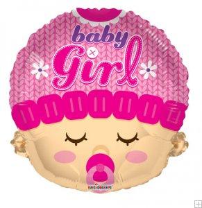 18" Baby Girl Head Shape Mylar Foil Balloon - (Single Pack). 19610-18 - FestiUSA