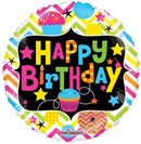 18″ Birthday With Cupcake Neon Gb - (Single Pack). 19595-18 - FestiUSA