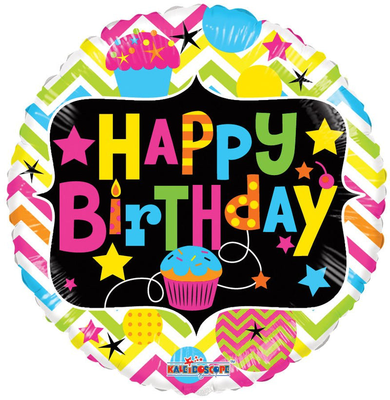 18″ Birthday With Cupcake Neon Gb - (Single Pack). 19595-18 - FestiUSA