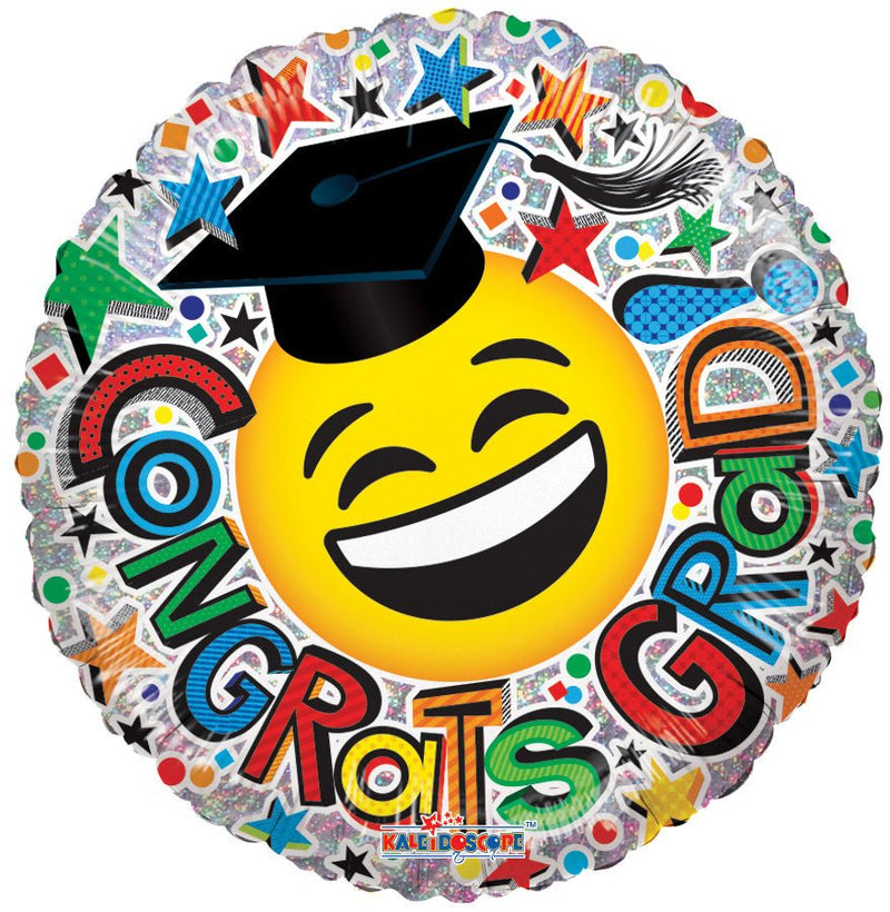 18″ Congrats Grad Smiley Holographic - (Single Pack). 85313-18 - FestiUSA