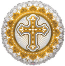 18" Cross Gold Foil Balloon - (Single Pack). 16087-18 - FestiUSA