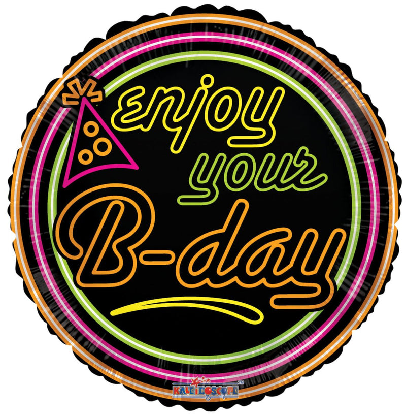 18″ Enjoy Your B-Day Neon Gb - (Single Pack). 19598-18 - FestiUSA