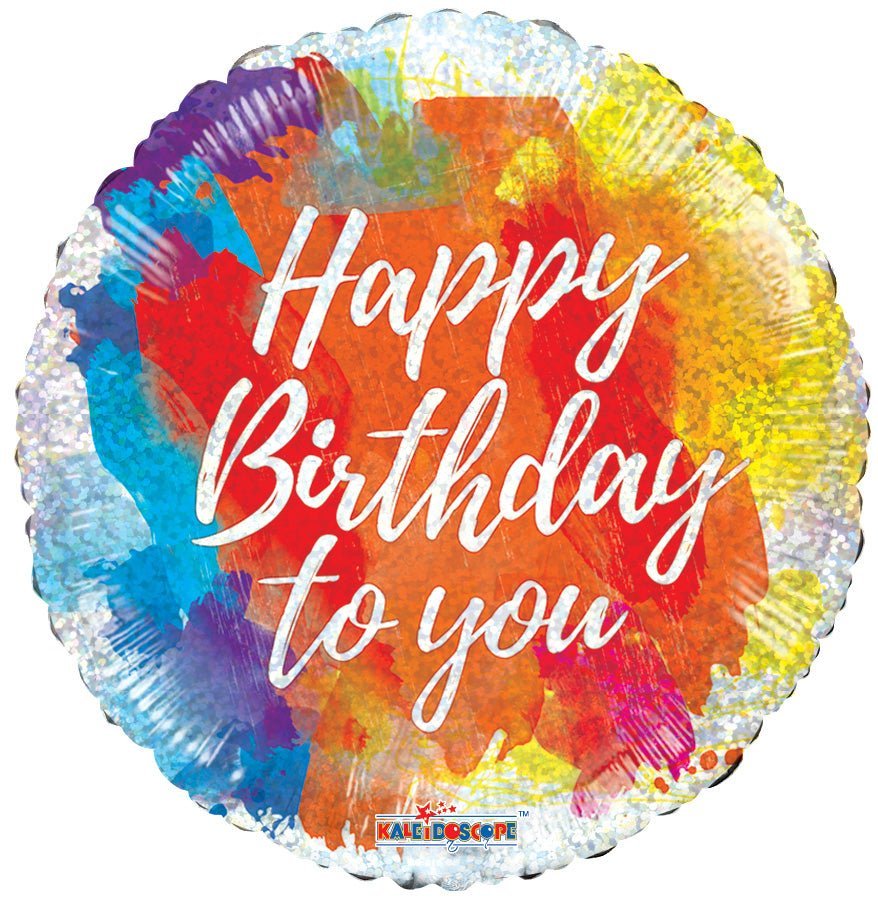18″ Happy Birthday Brushes Holographic - (Single Pack). 15494-18 - FestiUSA